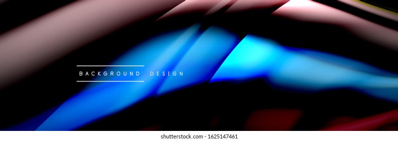 Сolorful flow poster. Wave liquid lines and shapes in black color background. Vector Illustration For Wallpaper, Banner, Background, Card, Book, Illustration, landing page, cover, placard, poster