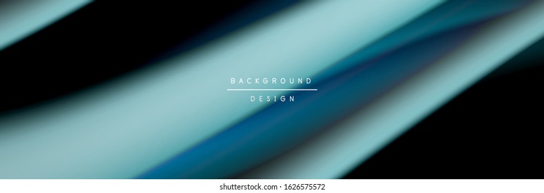 Сolorful flow poster. Wave liquid lines and shapes in black color background. Vector Illustration 