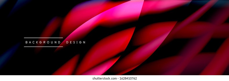 Сolorful flow poster. Wave liquid lines and shapes in black color background. Vector Illustration For Wallpaper, Banner, Background, Card, Book, Illustration, landing page, cover, placard, poster