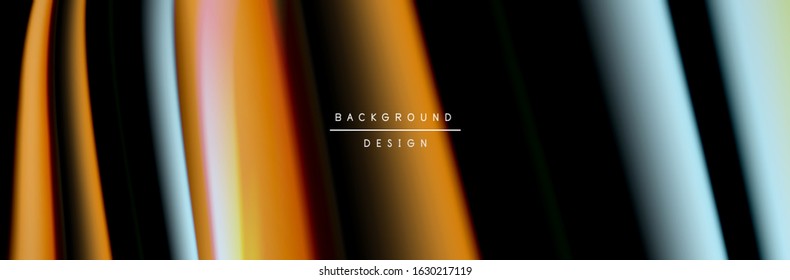 Сolorful flow poster. Wave liquid lines and shapes in black color background. Vector Illustration For Wallpaper, Banner, Background, Card, Book, Illustration, landing page, cover, placard, poster