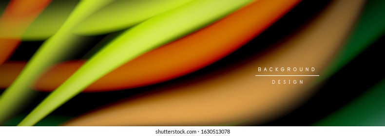 Сolorful flow poster. Wave liquid lines and shapes in black color background. Vector Illustration For Wallpaper, Banner, Background, Card, Book, Illustration, landing page, cover, placard, poster