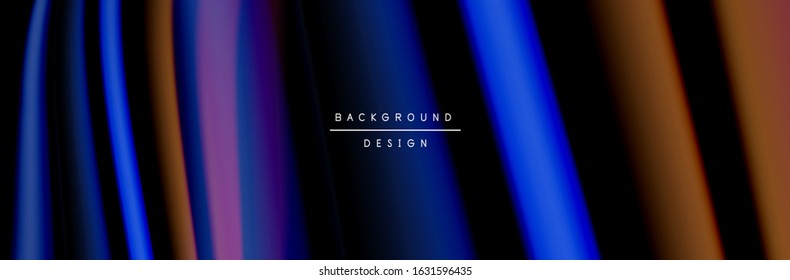 СCartaz colorido. Linhas líquidas onduladas e formas em fundo preto. Ilustração vetorial para papel de parede, banner, plano de fundo, cartão, livro, ilustração, landing page, capa, cartaz, cartaz
