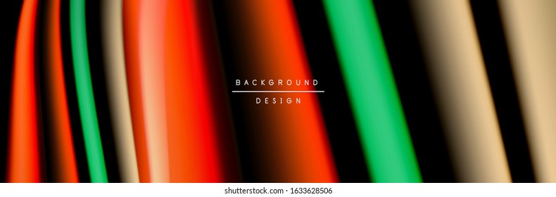 Сolorful flow poster. Wave liquid lines and shapes in black color background. Vector Illustration For Wallpaper, Banner, Background, Card, Book, Illustration, landing page, cover, placard, poster