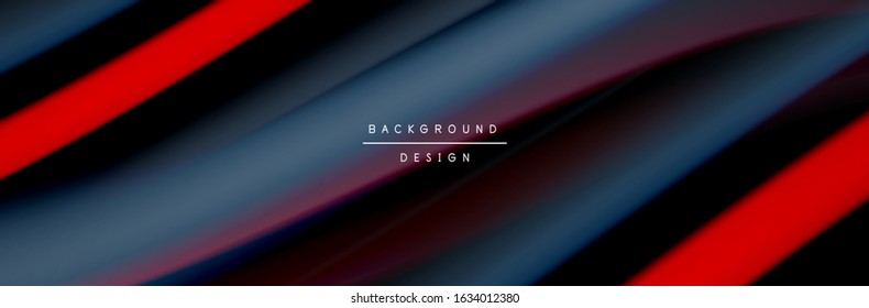 С leckeres Flussposter. Flüssige Linien und Formen auf schwarzem Hintergrund. Vektorgrafik für Bildschirmhintergründe, Banner, Hintergrund, Karte, Buch, Illustration, Landing-Page, Cover, Plakat, Poster