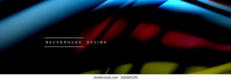 Сolorful flow poster. Wave liquid lines and shapes in black color background. Vector Illustration For Wallpaper, Banner, Background, Card, Book, Illustration, landing page, cover, placard, poster