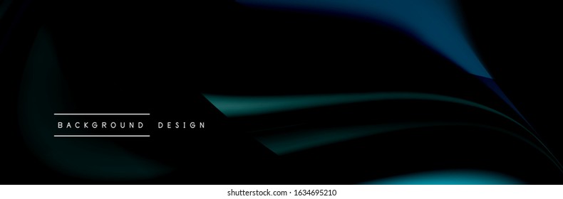 С afiche de flujo colorido. Olear líneas líquidas y formas en el fondo de color negro. Ilustración vectorial para papel tapiz, cartel, fondo, tarjeta, libro, ilustración, página de inicio, portada, cartel, afiche