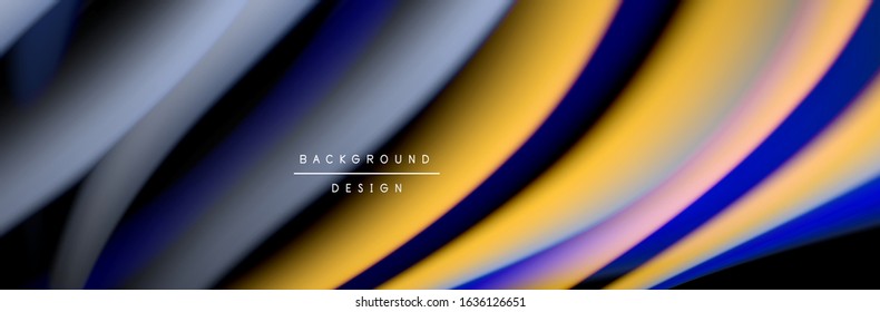 Сolorful flow poster. Wave liquid lines and shapes in black color background. Vector Illustration For Wallpaper, Banner, Background, Card, Book, Illustration, landing page, cover, placard, poster
