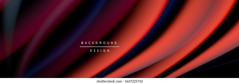 Сolorful flow poster. Wave liquid lines and shapes in black color background. Vector Illustration For Wallpaper, Banner, Background, Card, Book, Illustration, landing page, cover, placard, poster