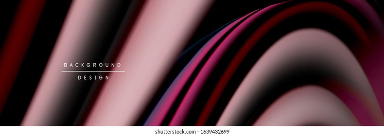 Сolorful flow poster. Wave liquid lines and shapes in black color background. Vector Illustration For Wallpaper, Banner, Background, Card, Book, Illustration, landing page, cover, placard, poster