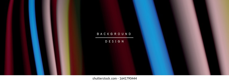 Сolorful flow poster. Wave liquid lines and shapes in black color background. Vector Illustration For Wallpaper, Banner, Background, Card, Book, Illustration, landing page, cover, placard, poster
