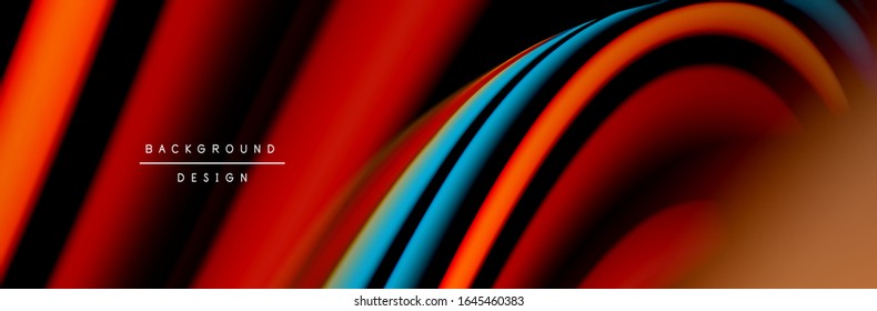 С afiche de flujo colorido. Ola líneas líquidas y formas en color negro. Ilustración vectorial para papel tapiz, pancarta, fondo, tarjeta, libro, ilustración, página de inicio, portada, cartel, afiche