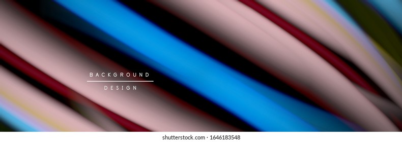 Сolorful flow poster. Wave liquid lines and shapes in black color background. Vector Illustration For Wallpaper, Banner, Background, Card, Book, Illustration, landing page, cover, placard, poster