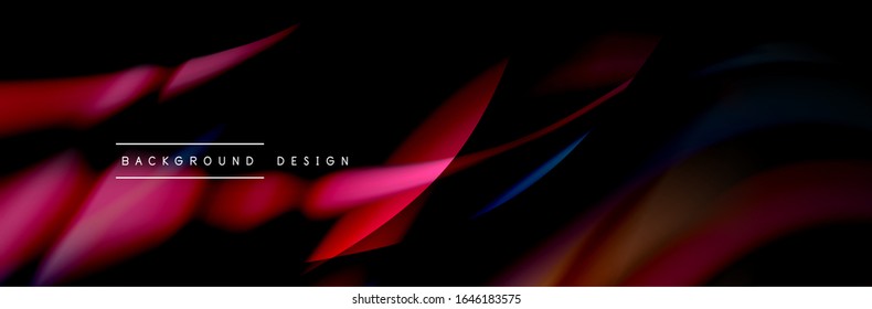 С leckeres Flussposter. Flüssige Linien und Formen auf schwarzem Hintergrund. Vektorillustration-Illustration für Bildschirmhintergründe, Banner, Hintergrund, Karte, Buch, Illustration, Landing-Page, Cover, Plakat, Poster