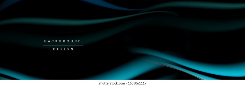 Сolorful flow poster. Wave liquid lines and shapes in black color background. Vector Illustration For Wallpaper, Banner, Background, Card, Book, Illustration, landing page, cover, placard, poster