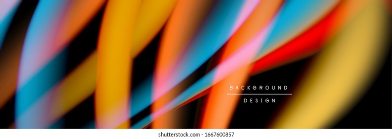 С afiche de flujo colorido. Ola líneas líquidas y formas en color negro. Ilustración vectorial para papel tapiz, pancarta, fondo, tarjeta, libro, ilustración, página de inicio, portada, cartel, afiche