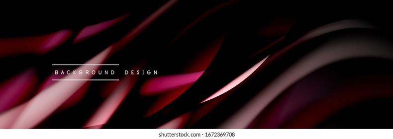 Сolorful flow poster. Wave liquid lines and shapes in black color background. Vector Illustration For Wallpaper, Banner, Background, Card, Book, Illustration, landing page, cover, placard, poster