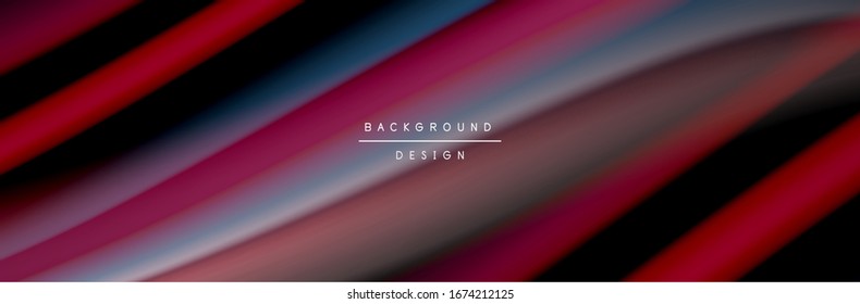Сolorful flow poster. Wave liquid lines and shapes in black color background. Vector Illustration For Wallpaper, Banner, Background, Card, Book, Illustration, landing page, cover, placard, poster