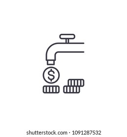 Flow of revenue linear icon concept. Flow of revenue line vector sign, symbol, illustration.