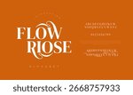 Flow Rose alphabet font with elegant serif decorative style, perfect for branding and design