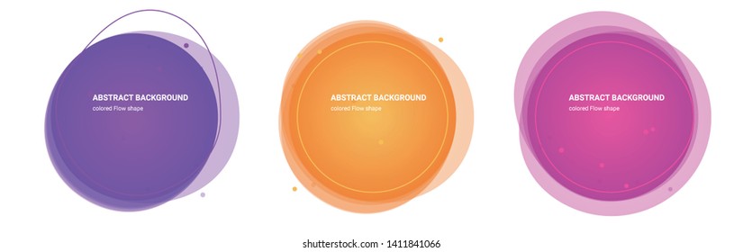 Flow Shape Minimal Design Multicolored Gradients Abstract Backgrounds for Banner, Presentation. Isolated Round Design Elements with Wavy Shape in Purple Heart, Medium Purple, Tango colors.
