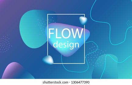 Flow shapes background. Wavy abstract cover design. Creative liquid colorful wallpaper. Trendy gradient poster. Vector illustration.