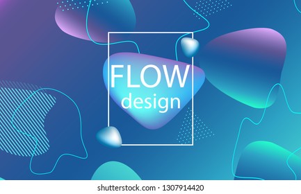 Flow shapes background. Wavy abstract cover design. Creative liquid colorful wallpaper. Trendy gradient poster. Vector illustration.