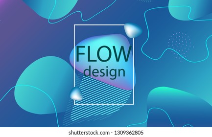 Flow shapes background. Wavy abstract cover design. Creative liquid colorful wallpaper. Trendy gradient poster. Vector illustration.