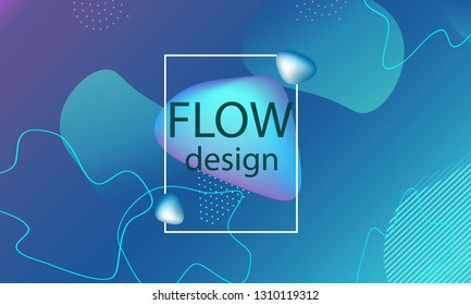 Flow shapes background. Wavy abstract cover design. Creative liquid colorful wallpaper. Trendy gradient poster. Vector illustration.