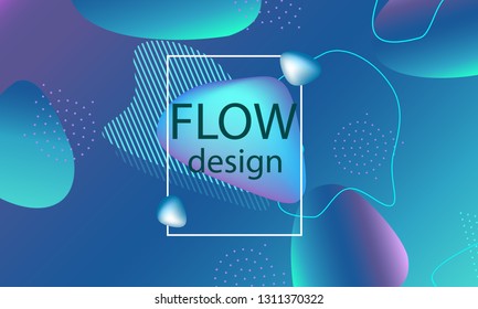 Flow shapes background. Wavy abstract cover design. Creative liquid colorful wallpaper. Trendy gradient poster. Vector illustration.