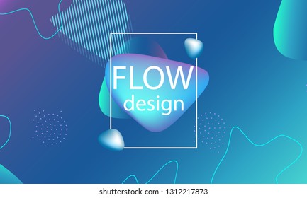 Flow shapes background. Wavy abstract cover design. Creative liquid colorful wallpaper. Trendy gradient poster. Vector illustration.