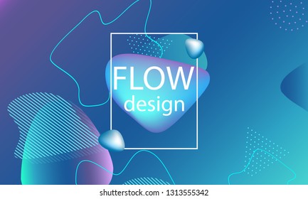 Flow shapes background. Wavy abstract cover design. Creative liquid colorful wallpaper. Trendy gradient poster. Vector illustration.