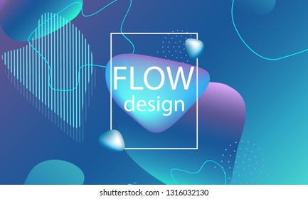 Flow shapes background. Wavy abstract cover design. Creative liquid colorful wallpaper. Trendy gradient poster. Vector illustration.