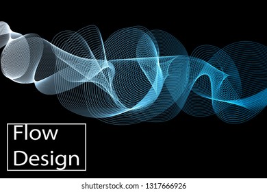 Flow shapes design. Abstract 3d fluid background. Wave colorful pattern.