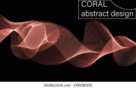 Flow shapes design. Abstract coral color wave background. 3d flow shape.