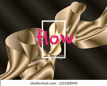 Flow shapes design. Gold Liquid wave background. Abstract Gold Waves Design. Shiny golden lines design. Abstract 3d flow shape.
