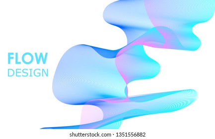 Flow shapes design. Soundwave music background. Abstract 3d flow shape.