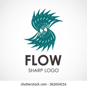 Flow sharp abstract vector and logo design or template motion curve business icon of company identity symbol concept