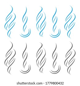 Flow smoke abstraction. Steam smell vector curve