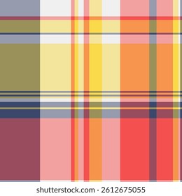 Flow tartan background plaid, marriage check textile vector. Teen texture pattern seamless fabric in red and yellow colors palette.