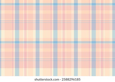 Flow texture check textile, aesthetic fabric background seamless. France plaid pattern vector tartan in light and white colors palette.