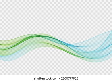 Flow of transparent abstract wave blue and green color. Design element