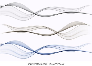 Flow transparent wave, smoky wave, background set.