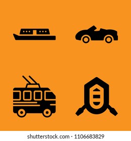 flow, vehicle, vessel and shiny icons set. Vector illustration for web and design