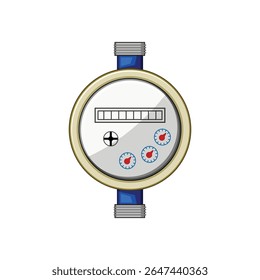 desenho animado de medidor de água de fluxo. medição de consumo, faturamento de utilitários, instalação digital fluxo medidor de água sinal. símbolo isolado vetor ilustração