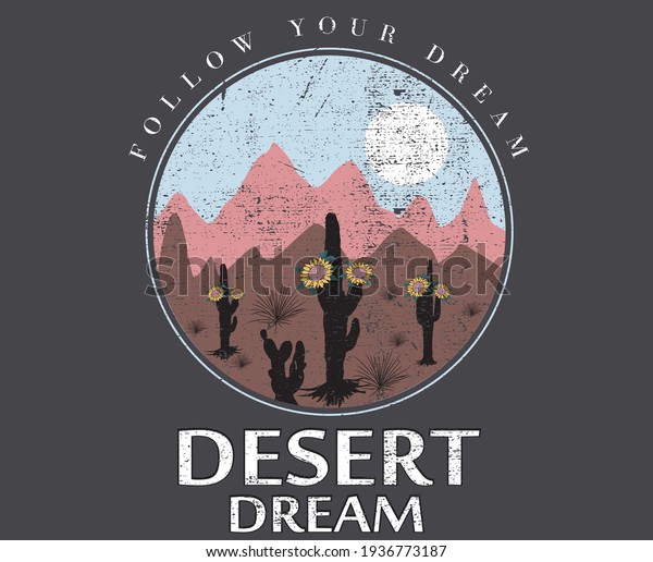 Flow Your Desert Dream Cactus Sunflower Stock Vector (Royalty Free ...