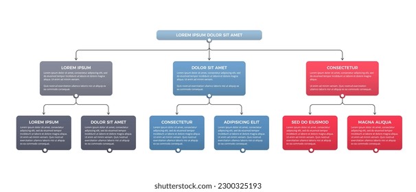 Flowchart with 3 elements, diagram template, vector eps10 illustration