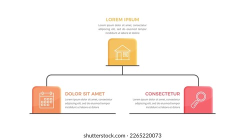 Flowchart with 3 elements with icons, infographic template, vector eps10 illustration
