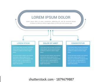 Flowchart with 3 elements, infographic template with main title and 3 steps or options, workflow, process chart, vector eps10 illustration