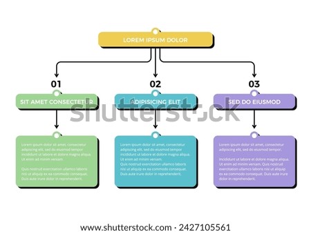 Flowchart with 3 elements, infographic template, vector eps10 illustration