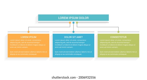 Flowchart with 3 elements for text, infographic template with 3 steps or options, vector eps10 illustration